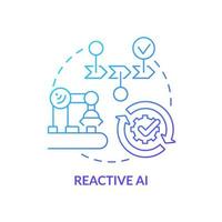 Reactive AI blue gradient concept icon. Predictable scenario. Artificial intelligence type abstract idea thin line illustration. Isolated outline drawing. vector