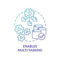 Enables multi tasking blue gradient concept icon. Automated system. Artificial intelligence advantage abstract idea thin line illustration. Isolated outline drawing. vector