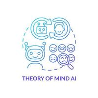 Theory of mind AI blue gradient concept icon. Imitate human emotions. Artificial intelligence type abstract idea thin line illustration. Isolated outline drawing. vector