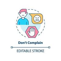 Do not complain concept icon. Ignore gossips. Basic etiquette rule abstract idea thin line illustration. Isolated outline drawing. Editable stroke. vector