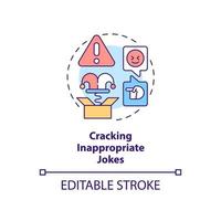 Cracking inappropriate jokes concept icon. Be respectful. Business etiquette abstract idea thin line illustration. Isolated outline drawing. Editable stroke. vector