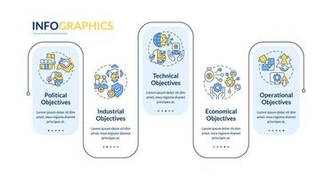 plantilla de infografía de rectángulo de objetivos de cooperación internacional. visualización de datos con 5 pasos. gráfico de información de la línea de tiempo del proceso. diseño de flujo de trabajo con iconos de línea. vector