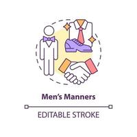 Men manners concept icon. Elegant and well mannered man. Social etiquette abstract idea thin line illustration. Isolated outline drawing. Editable stroke. vector