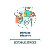 Drinking etiquette concept icon. Rules and ethical code. Type of etiquette abstract idea thin line illustration. Isolated outline drawing. Editable stroke. vector