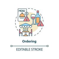 Ordering concept icon. Table manners. Dining rules. Restaurant etiquette abstract idea thin line illustration. Isolated outline drawing. Editable stroke. vector