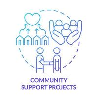 Community support projects blue gradient concept icon. Psychological care. Way to help refugees abstract idea thin line illustration. Isolated outline drawing. vector