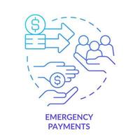 Emergency payments blue gradient concept icon. Financial assistance. Charity. Way to help refugees abstract idea thin line illustration. Isolated outline drawing. vector