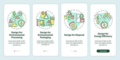 Design for environment onboarding mobile app screen. Eco industry walkthrough 4 steps graphic instructions pages with linear concepts. UI, UX, GUI template. vector