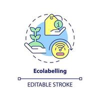 Ecolabelling concept icon. Sustainability standard. Tool of industrial ecology abstract idea thin line illustration. Isolated outline drawing. Editable stroke. vector