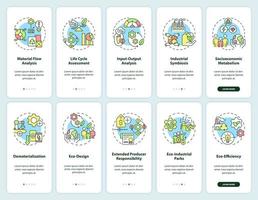 Industrial ecology onboarding mobile app screen set. Sustainability walkthrough 5 steps graphic instructions pages with linear concepts. UI, UX, GUI template. vector