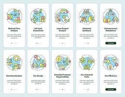 Industrial ecology onboarding mobile app screen set. Sustainability walkthrough 5 steps graphic instructions pages with linear concepts. UI, UX, GUI template. vector