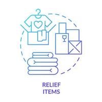 Relief items blue gradient concept icon. Provide necessary goods. Humanitarian aid. Way to help refugees abstract idea thin line illustration. Isolated outline drawing. vector