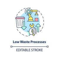 Low waste processes concept icon. Industrial ecology. Cleaner production option abstract idea thin line illustration. Isolated outline drawing. Editable stroke. vector