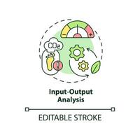 icono de concepto de análisis de entrada y salida. investigación científica. método de ecología industrial idea abstracta ilustración de línea delgada. dibujo de contorno aislado. trazo editable. vector