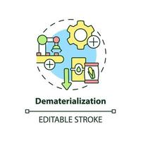 Dematerialization concept icon. Reduce materials usage. Area of industrial ecology abstract idea thin line illustration. Isolated outline drawing. Editable stroke. vector