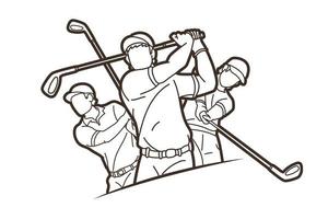Outline Group of Golfer Golf Sport Player Action vector