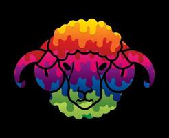 Sheep or Lamb with Big Horn Face vector