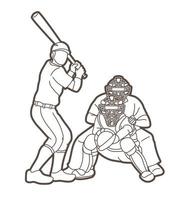 Outline Baseball Players Action Sport vector