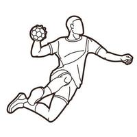 Outline Handball Sport Player Jumping Action vector