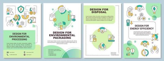 diseño para la plantilla de folleto verde de seguridad ambiental. tecnología ecológica. diseño de folletos con iconos lineales. 4 diseños vectoriales para presentación, informes anuales. vector