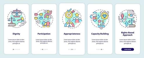 Concepts of international cooperation onboarding mobile app screen. Walkthrough 5 steps graphic instructions pages with linear concepts. UI, UX, GUI template. vector