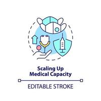 Scaling up medical capacity concept icon. International cooperation against covid abstract idea thin line illustration. Isolated outline drawing. Editable stroke. vector