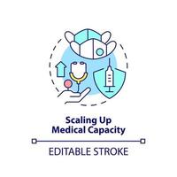 Scaling up medical capacity concept icon. International cooperation against covid abstract idea thin line illustration. Isolated outline drawing. Editable stroke. vector