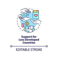 Support for less developed countries concept icon. International fight against covid abstract idea thin line illustration. Isolated outline drawing. Editable stroke. vector