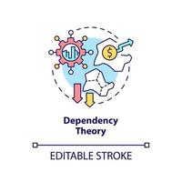 Dependency theory concept icon. Relationship between poor and wealthy countries abstract idea thin line illustration. Isolated outline drawing. Editable stroke. vector