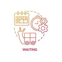 Waiting red gradient concept icon. Idle time. Commodities processing. Production process. Type of muda abstract idea thin line illustration. Isolated outline drawing. vector