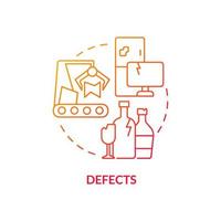 Defects red gradient concept icon. Poor quality products rework. Lean production. Type of muda abstract idea thin line illustration. Isolated outline drawing. vector