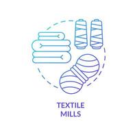 Textile mills blue gradient concept icon. Distribution of yarn and cloth. Business subsector abstract idea thin line illustration. Isolated outline drawing. vector