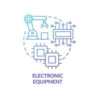 icono de concepto de gradiente azul de equipo electrónico. componentes de dispositivos de construcción. subsector empresarial idea abstracta ilustración de línea delgada. dibujo de contorno aislado. vector