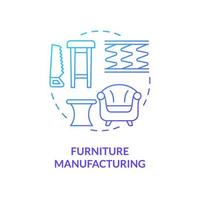 Furniture manufacturing blue gradient concept icon. Woodworking industry. Business subsector abstract idea thin line illustration. Isolated outline drawing. vector