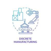 Discrete manufacturing blue gradient concept icon. Production line. Type of manufacturing processes abstract idea thin line illustration. Isolated outline drawing. vector