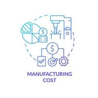 Manufacturing cost blue gradient concept icon. Raw material expenditures. Production stage abstract idea thin line illustration. Isolated outline drawing. vector