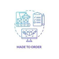 Made to order blue gradient concept icon. Customer personal requirements. Type of products abstract idea thin line illustration. Isolated outline drawing. vector