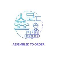 Assembled to order blue gradient concept icon. Product ready to be finished. Type of products abstract idea thin line illustration. Isolated outline drawing. vector