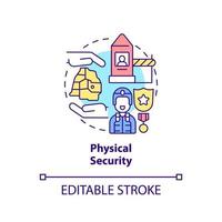 Physical security concept icon. Protection of state. Dimension of national safety abstract idea thin line illustration. Isolated outline drawing. Editable stroke. vector