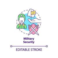 Military security concept icon. Armed forces. Element of national safety abstract idea thin line illustration. Isolated outline drawing. Editable stroke. vector