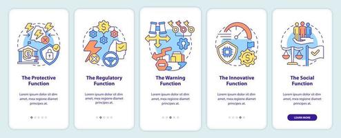 Functions of economic security onboarding mobile app screen. Protection walkthrough 5 steps graphic instructions pages with linear concepts. UI, UX, GUI template. vector