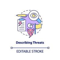 Describing threats concept icon. Learning enemy forces. National security abstract idea thin line illustration. Isolated outline drawing. Editable stroke. vector