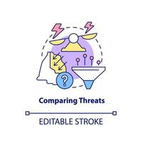 Comparing threats concept icon. Analysing invasion risk. National security service abstract idea thin line illustration. Isolated outline drawing. Editable stroke. vector