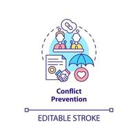 Conflict prevention concept icon. National safety and community security abstract idea thin line illustration. Isolated outline drawing. Editable stroke. vector