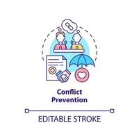 Conflict prevention concept icon. National safety and community security abstract idea thin line illustration. Isolated outline drawing. Editable stroke. vector