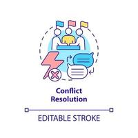 Conflict resolution concept icon. Strategy of peace building. Community security abstract idea thin line illustration. Isolated outline drawing. Editable stroke. vector