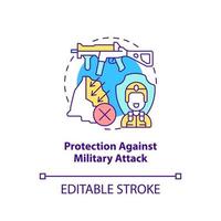 Protection against military attack concept icon. State security guaranty abstract idea thin line illustration. Isolated outline drawing. Editable stroke. vector