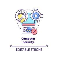 Computer security concept icon. Attack prevention. Dimensions of national safety abstract idea thin line illustration. Isolated outline drawing. Editable stroke. vector