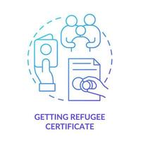 Getting refugee certificate blue gradient concept icon. International protection. Belongings and documents abstract idea thin line illustration. Isolated outline drawing. vector