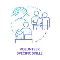 Volunteer specific skills blue gradient concept icon. Assist and provide service. Helping refugees abstract idea thin line illustration. Isolated outline drawing. vector